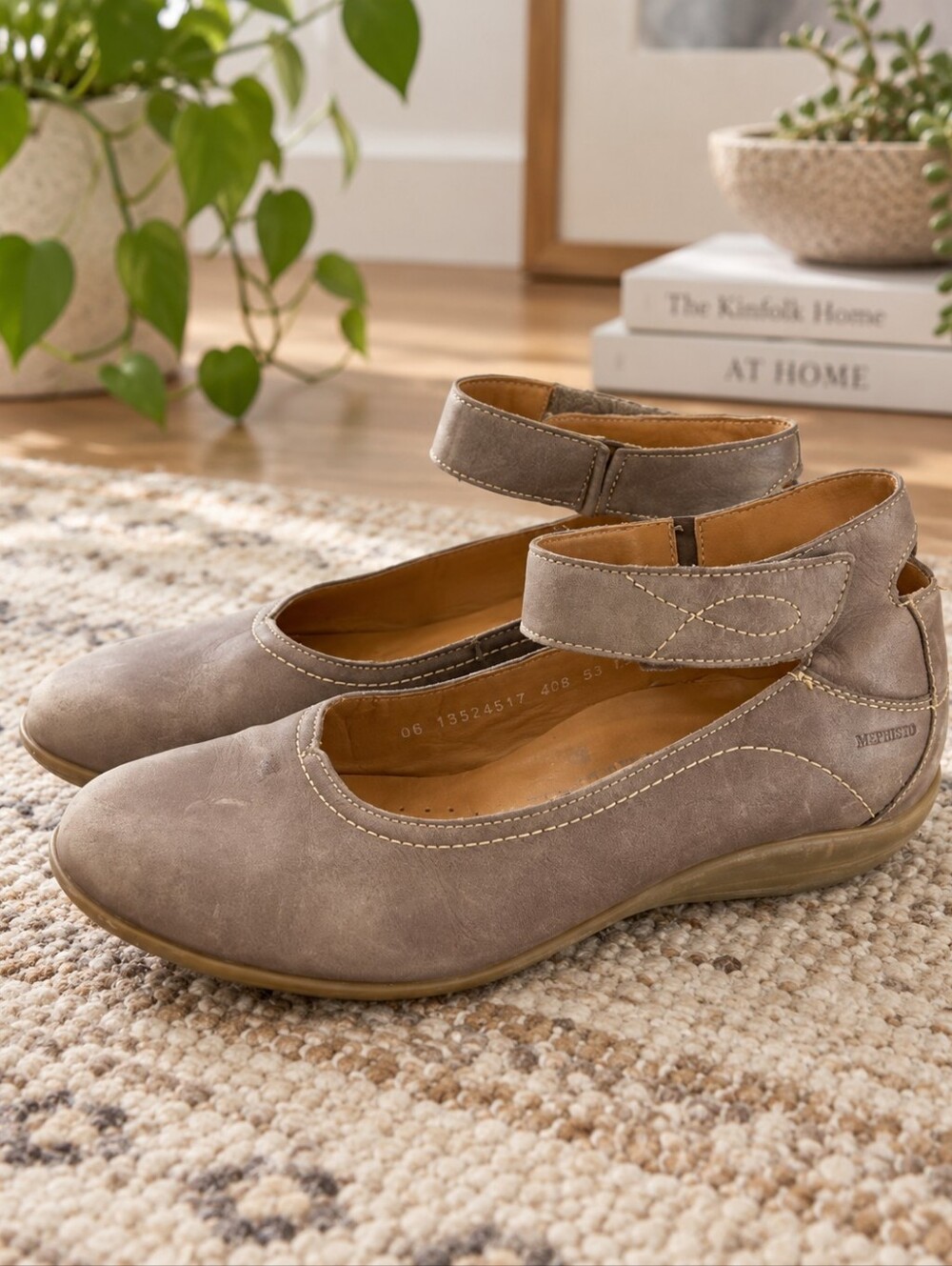 Leather Ballerina Euro-Style Sneakers, Mary-Jane Style